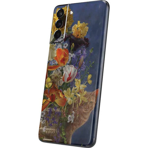 Tabby Cat with Flowers by Nene Thomas Galaxy S21 Plus 5G Skin